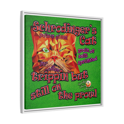 schrodinger's cat - framed canvas art (green turf)