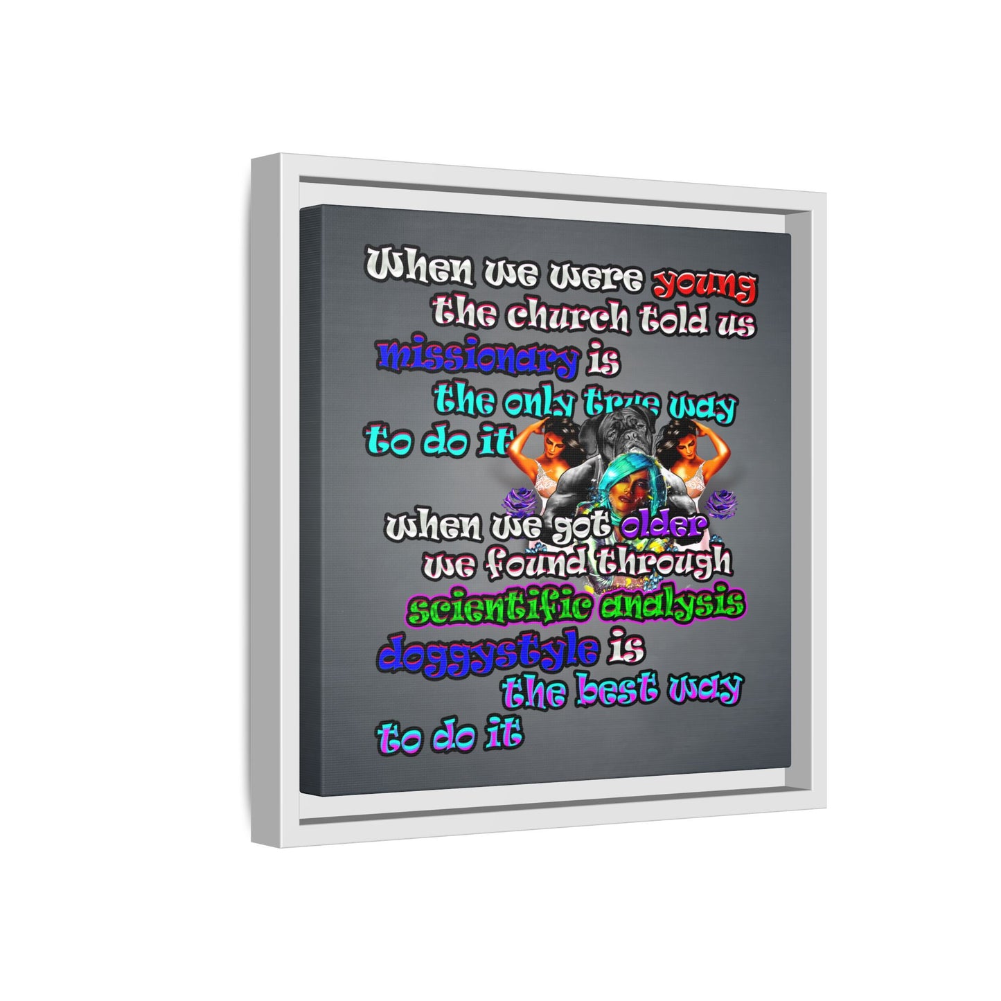 doggystyle - framed canvas art (grey-light grey)