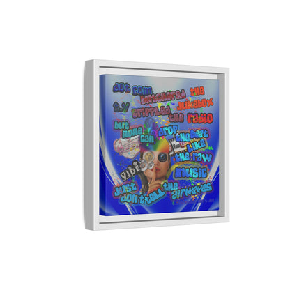 drop the beat - framed canvas art (blue-white wave)