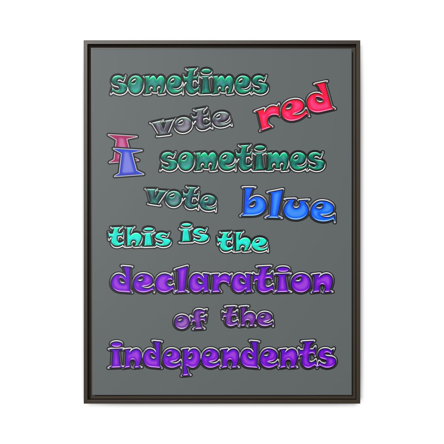 declaration of the independents - framed canvas art (dark grey)