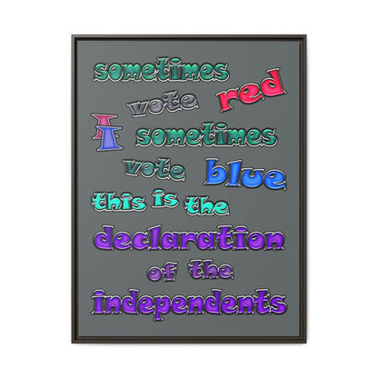 declaration of the independents - framed canvas art (dark grey)