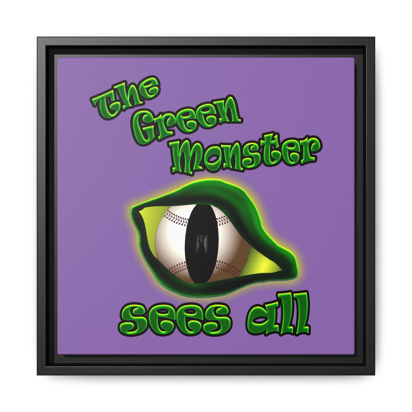 green monster - framed canvas art (light purple)