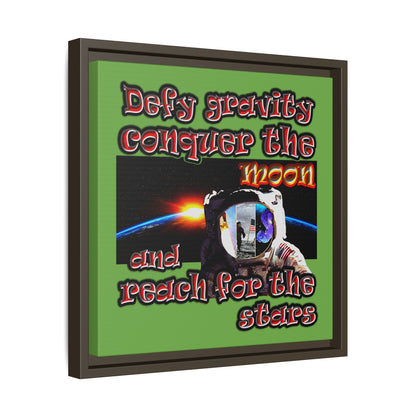 defy conquer reach - framed canvas art (green)