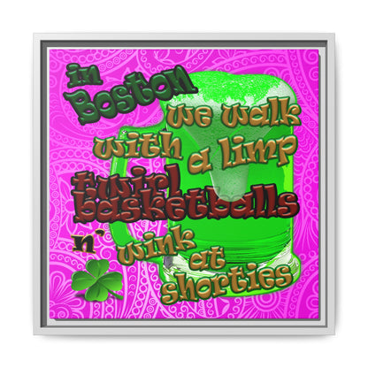 celtics logo - framed canvas art (pink swirl)