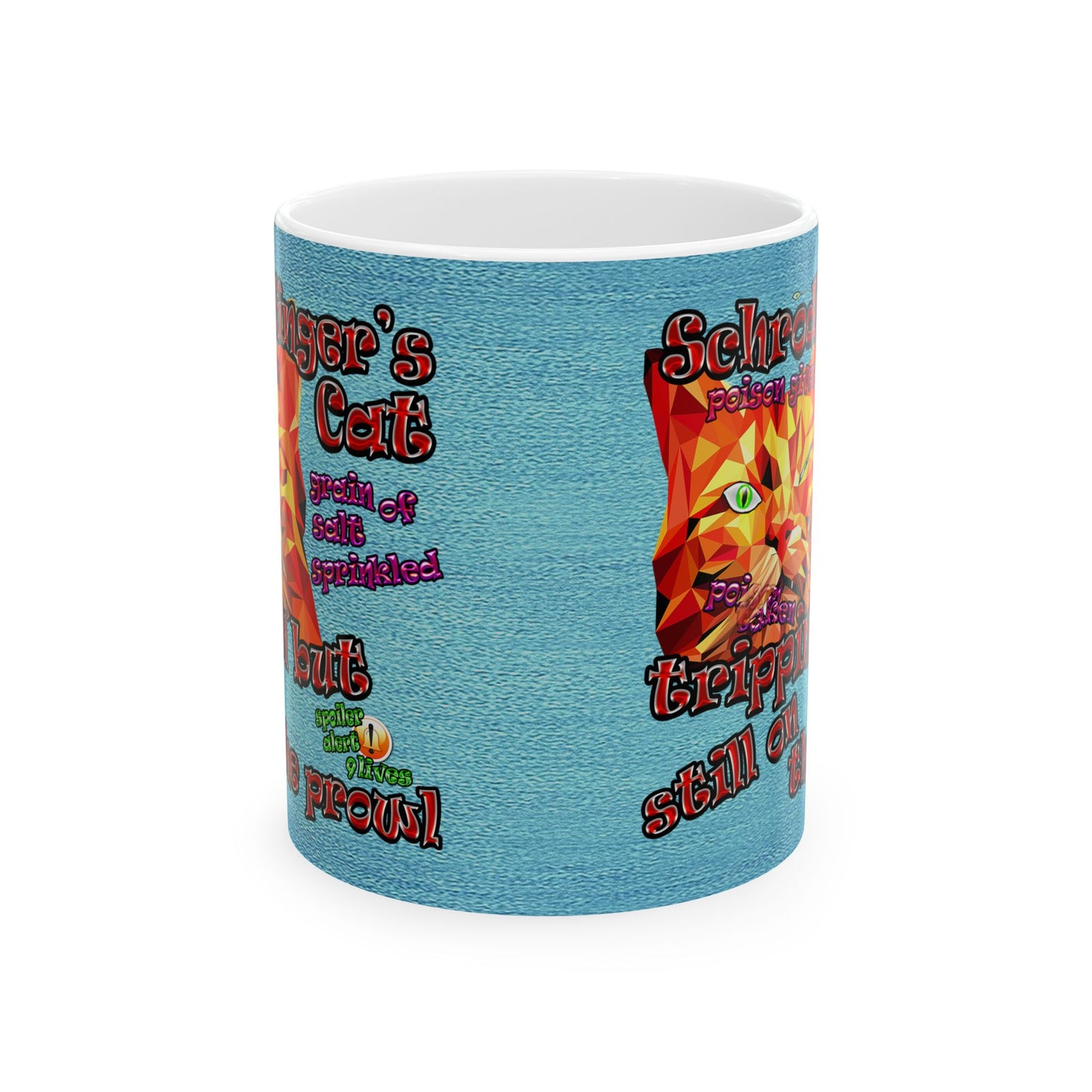 schrodinger's cat - White Mug (faded blue)