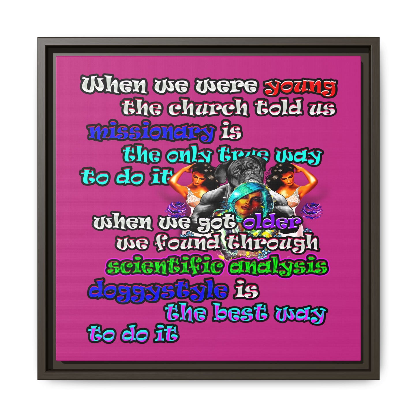 doggystyle - framed canvas art (pink)