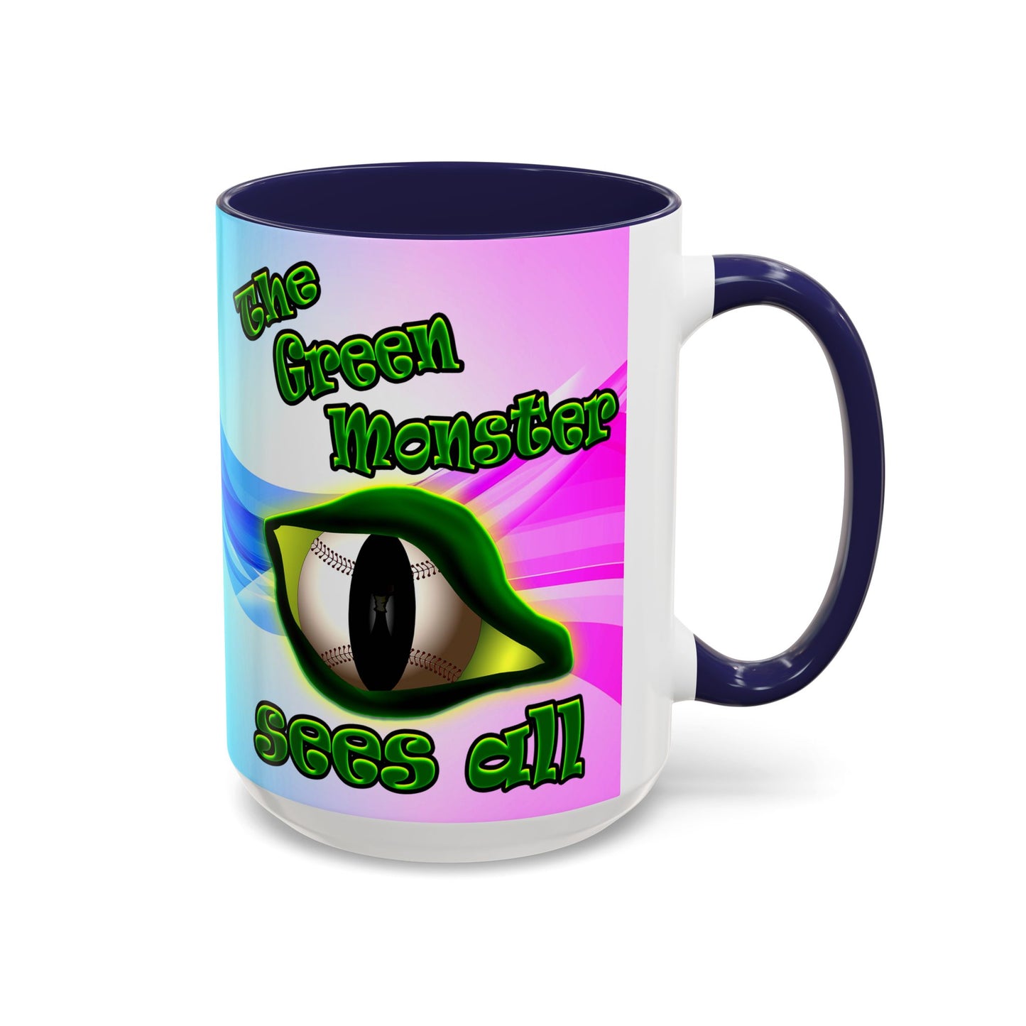 green monster - Accent Mug (light blue-pink wave)