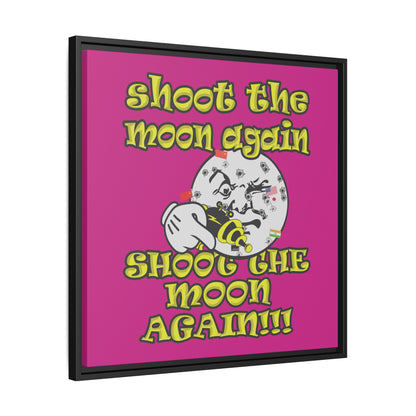 shoot the moon again - framed canvas art (pink)
