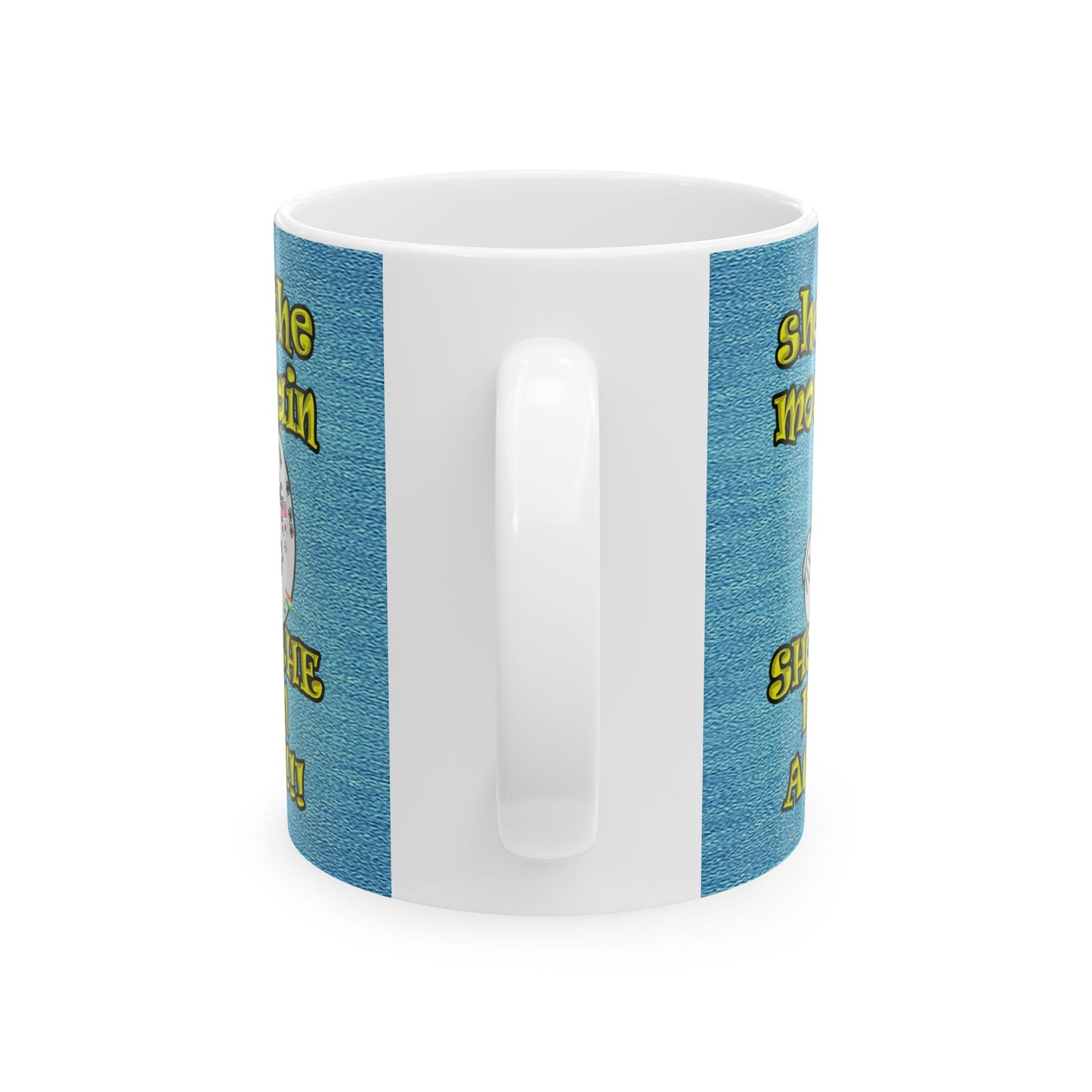 shoot the moon again - White Mug (faded blue)