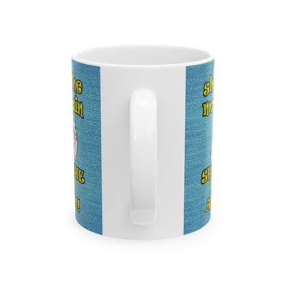 shoot the moon again - White Mug (faded blue)