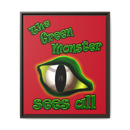 green monster - framed canvas art (dark red)