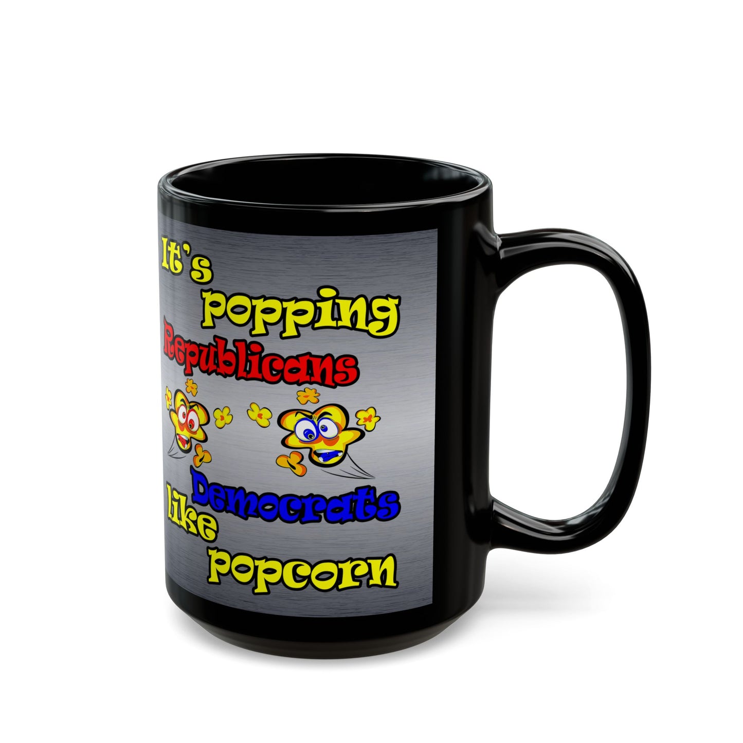 popping like popcorn - Black Mug (brushed nickel)