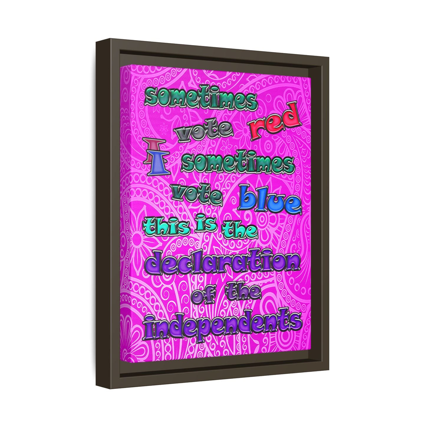 declaration of the independents - framed canvas art (pink swirl)