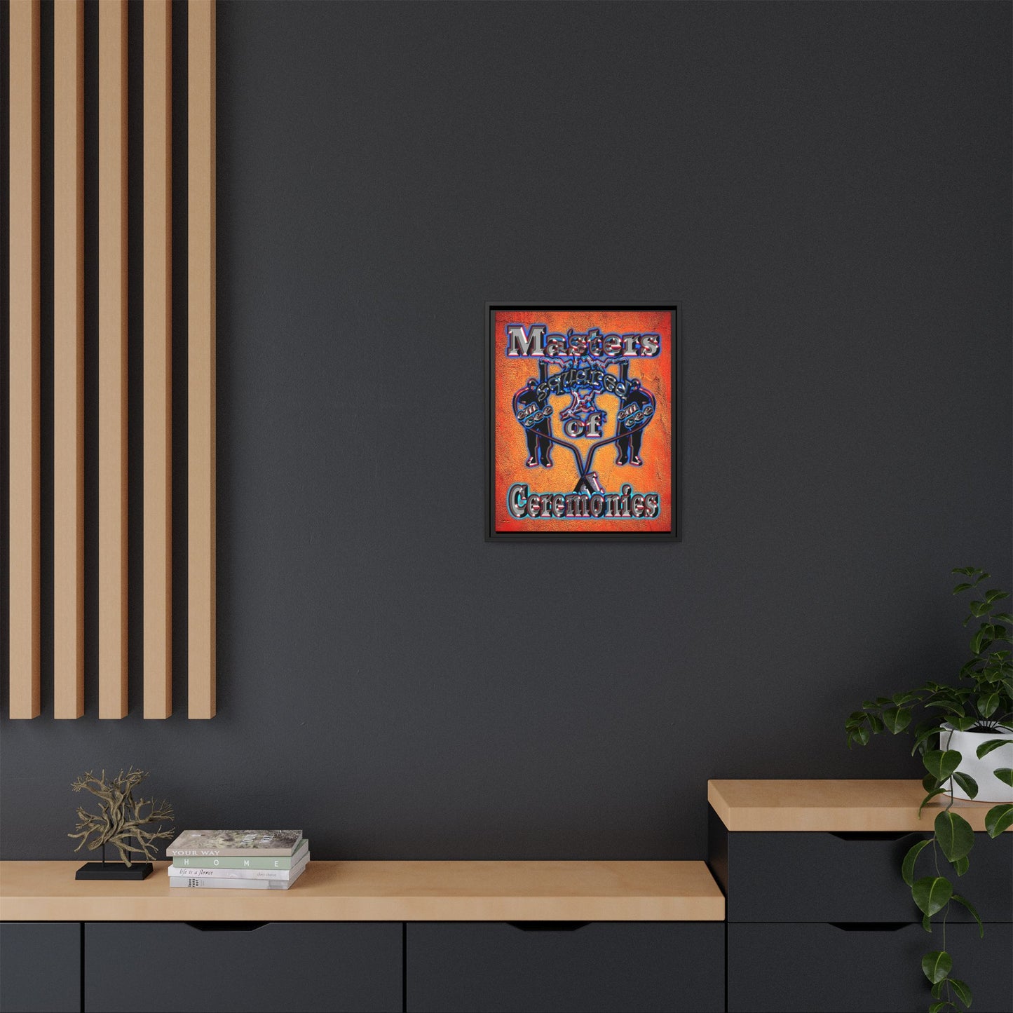em cee squared - framed canvas art (burnt orange)