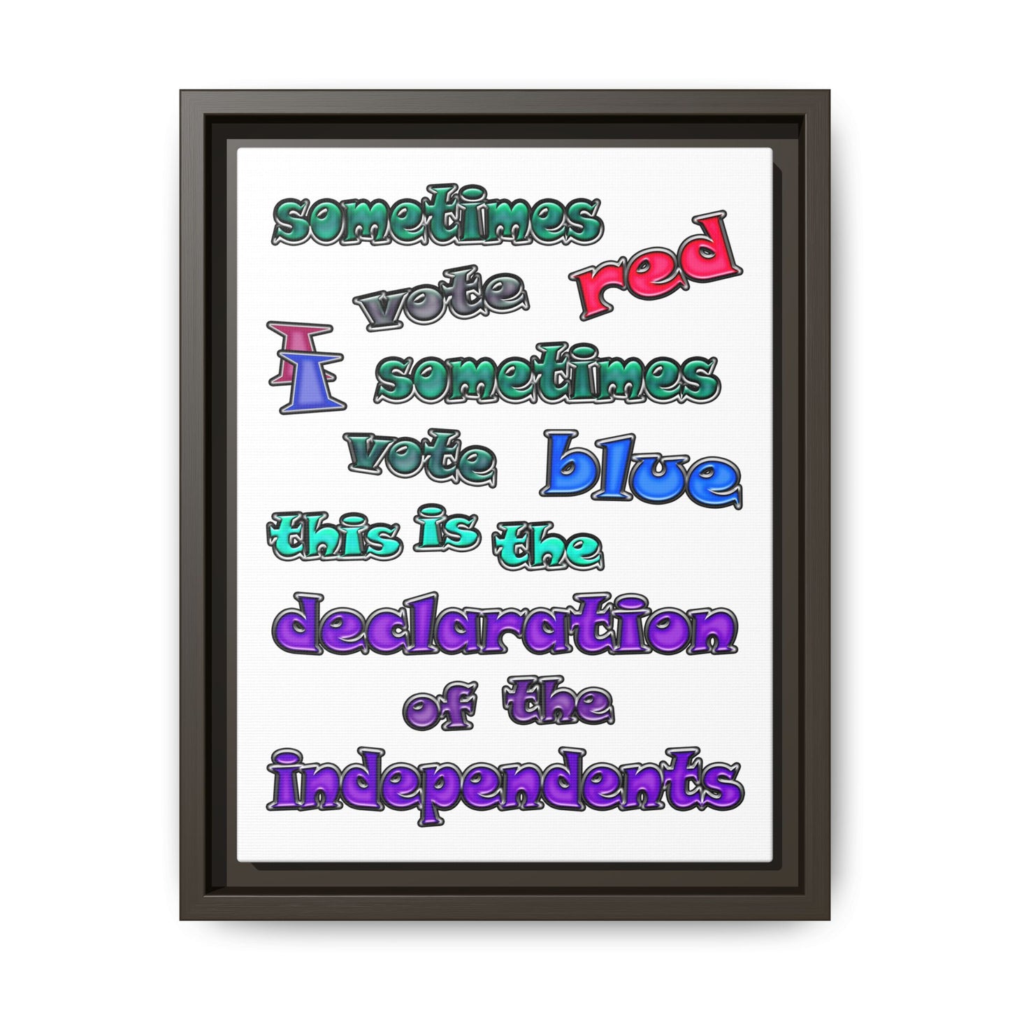 declaration of the independents - framed canvas art (white)