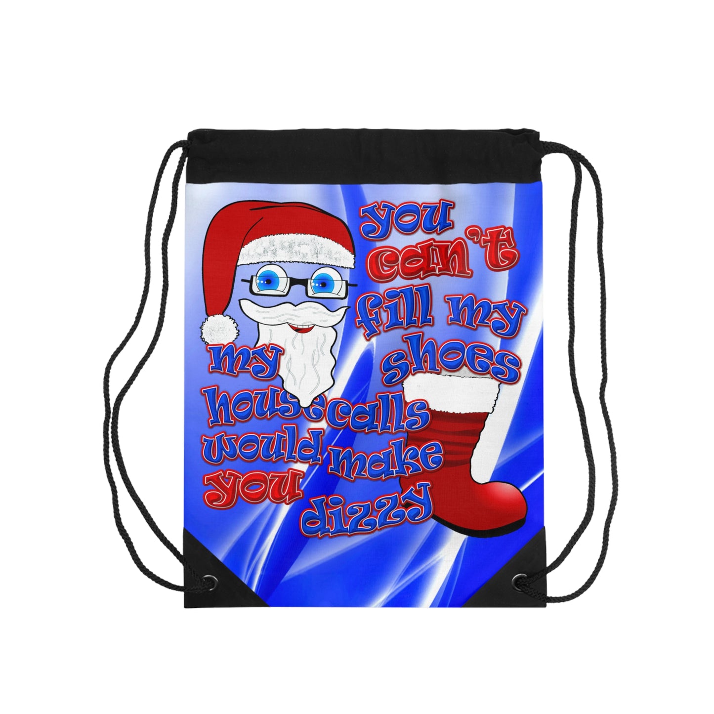 santa's shoes - Drawstring Bag (blue-white wave)