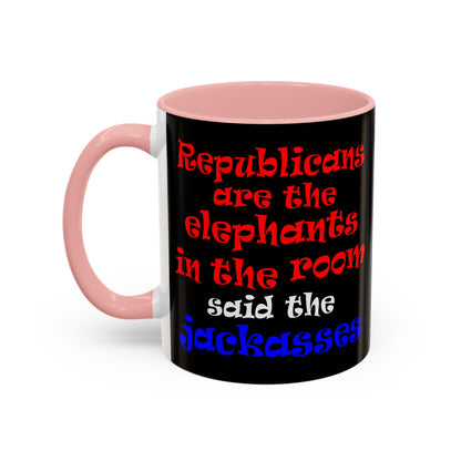 donkeys and elephants - Accent Mug (black)