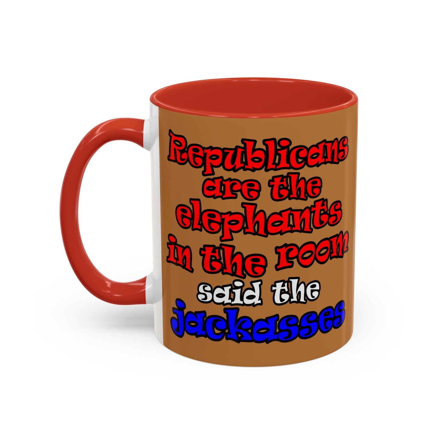 donkeys and elephants - Accent Mug (light brown)