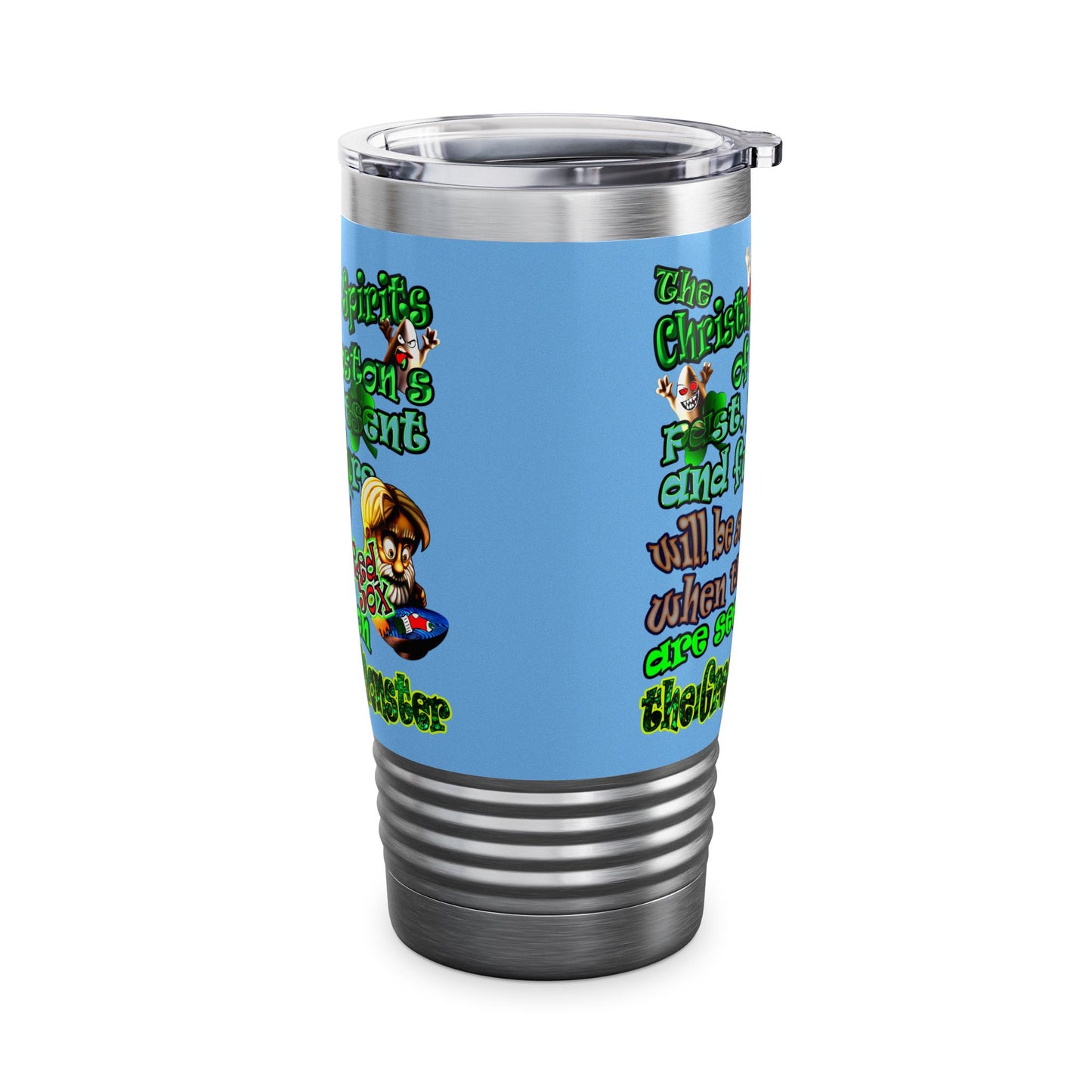 christmas spirits of boston - Ringneck Tumbler, 20oz (light blue)