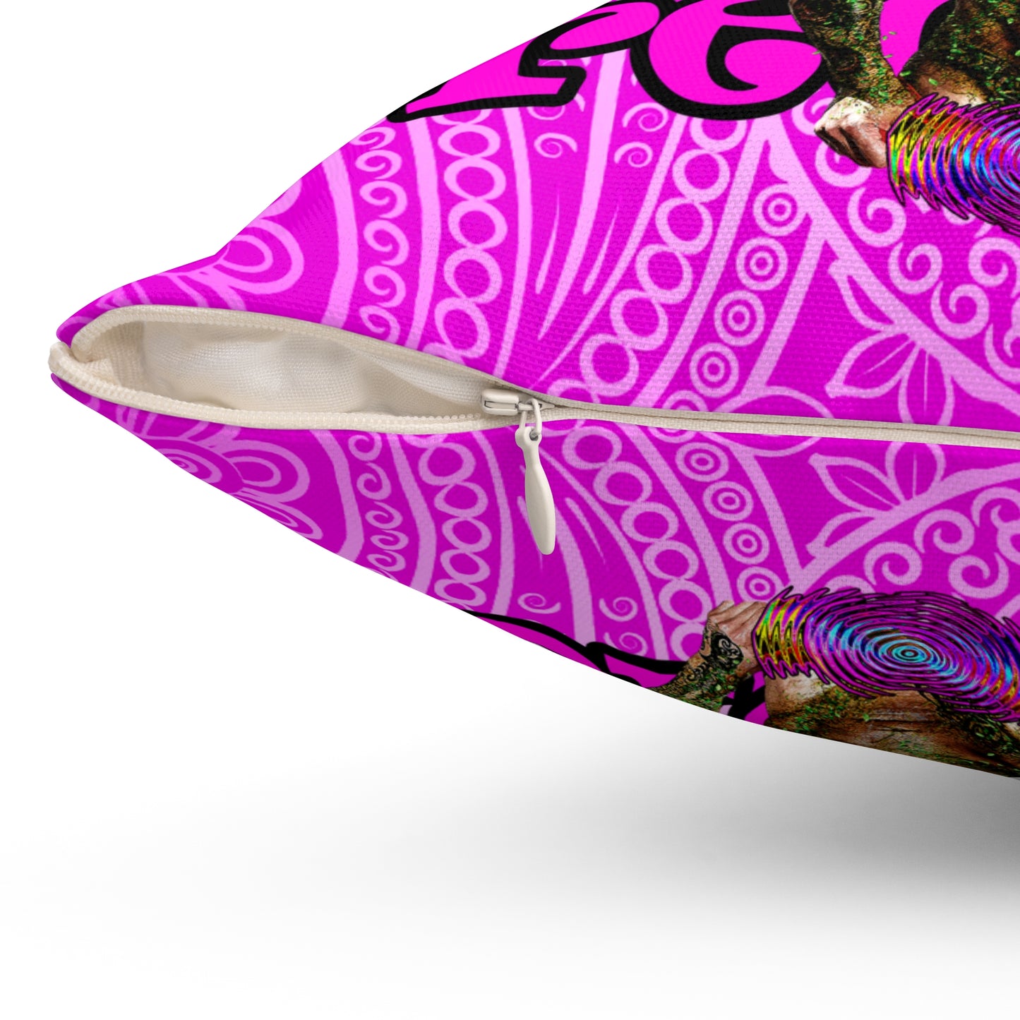 hoes b4 bros - Spun Polyester Square Pillow - (pink swirl)
