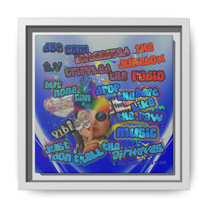 drop the beat - framed canvas art (blue-white wave)