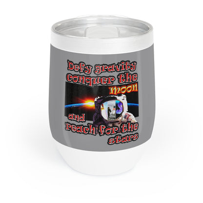 defy conquer reach - Chill Wine Tumbler (grey)