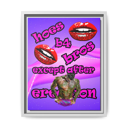 hoes b4 bros - framed canvas art (purple-pink wave)