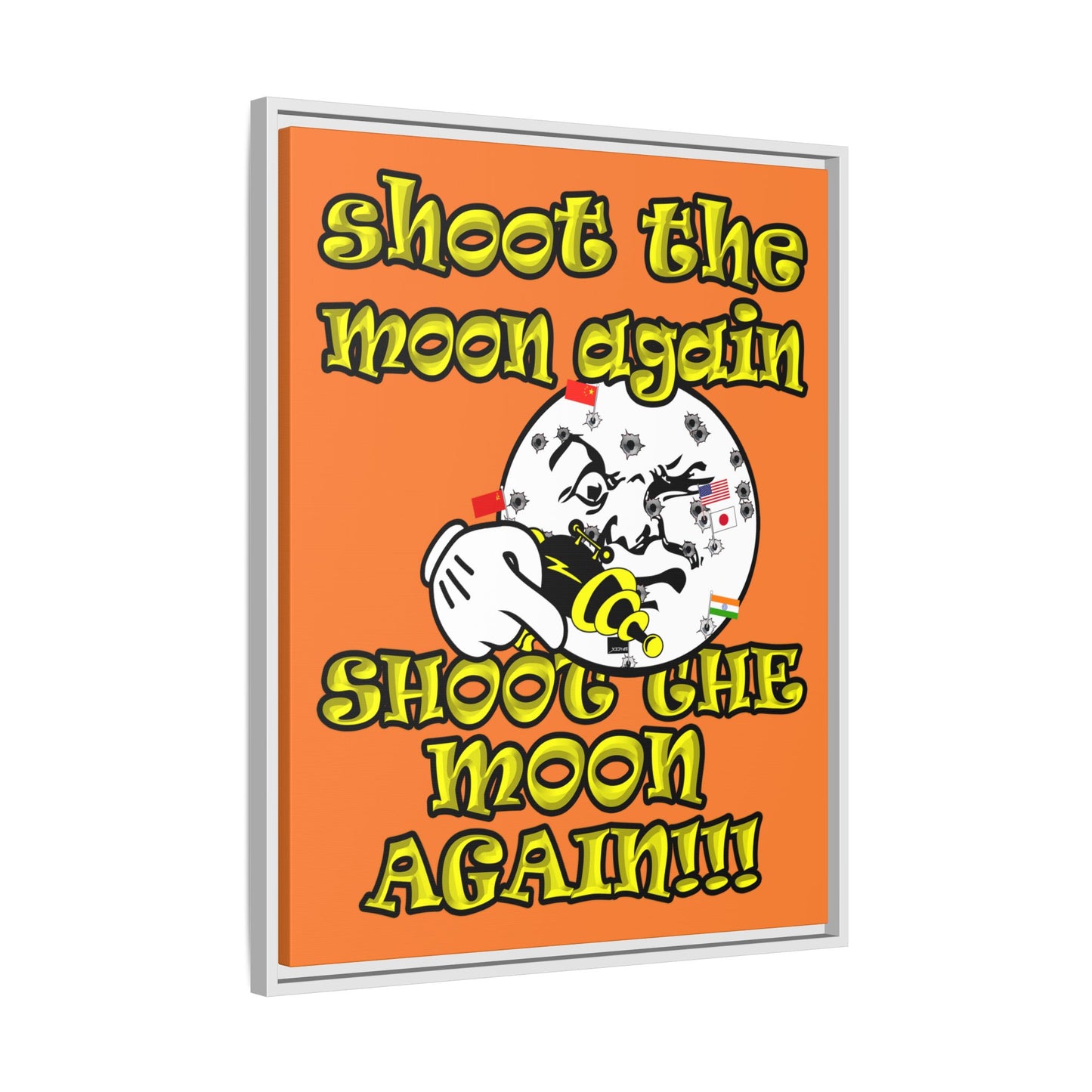 shoot the moon again - framed canvas art (crusta)