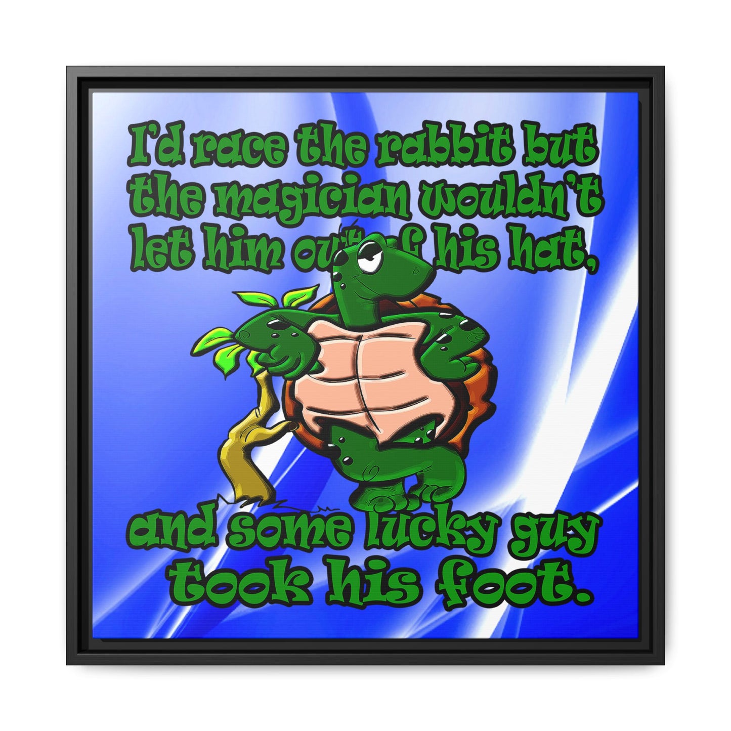 turtle race - framed canvas art (blue-white wave)
