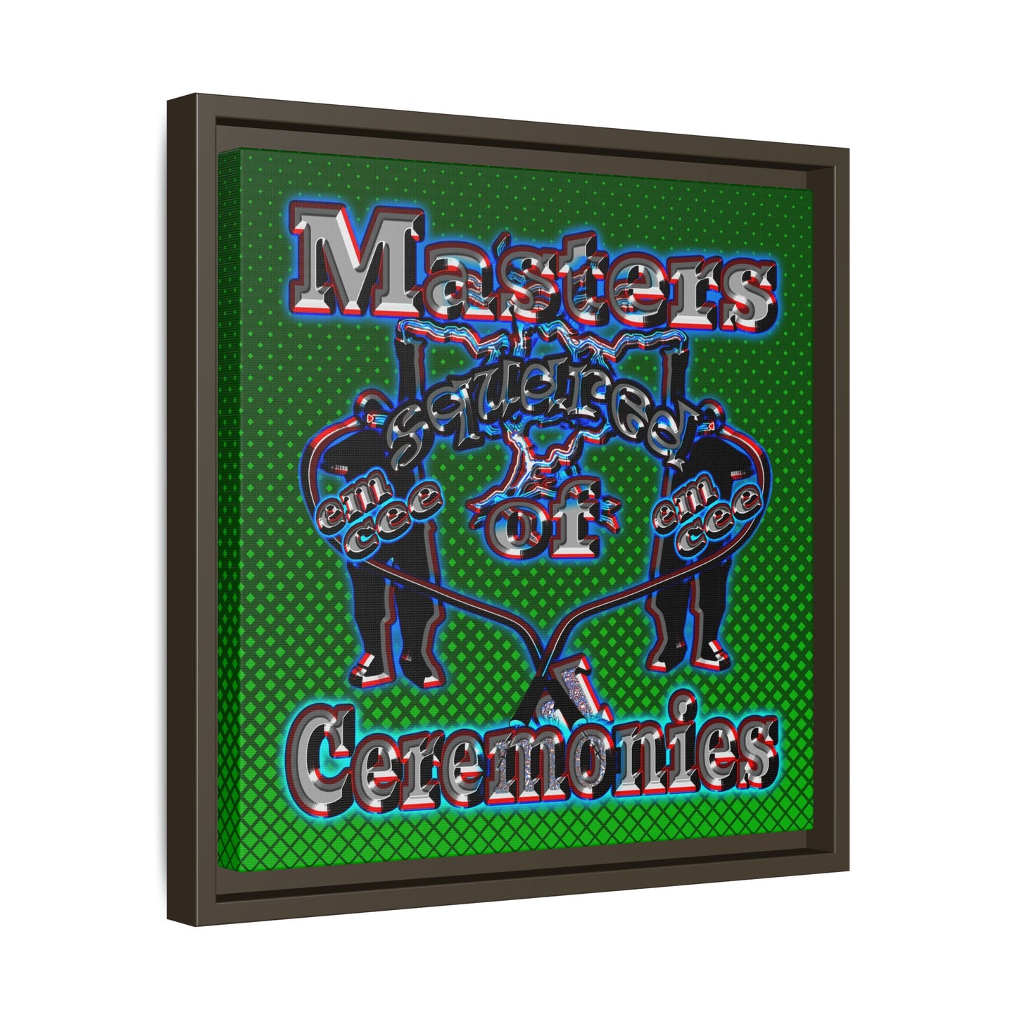 em cee squared - framed canvas art (logo green)