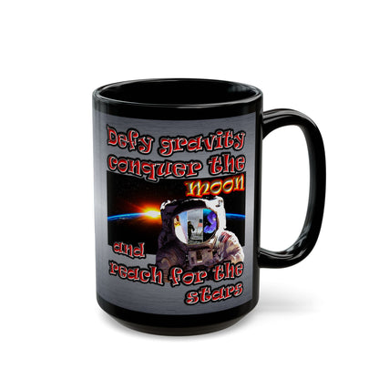 defy conquer reach - Black Mug (brushed nickel)