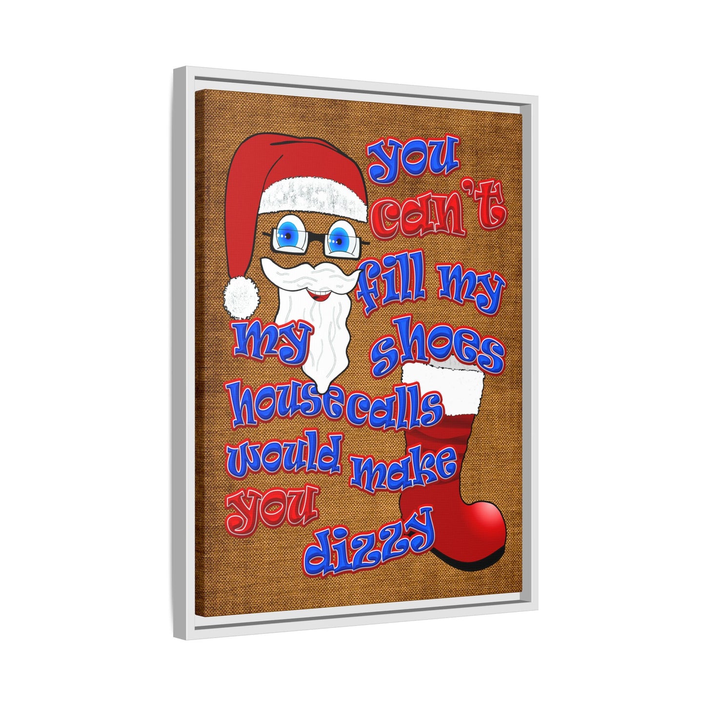 santa's shoes - framed canvas art (brown papyrus)
