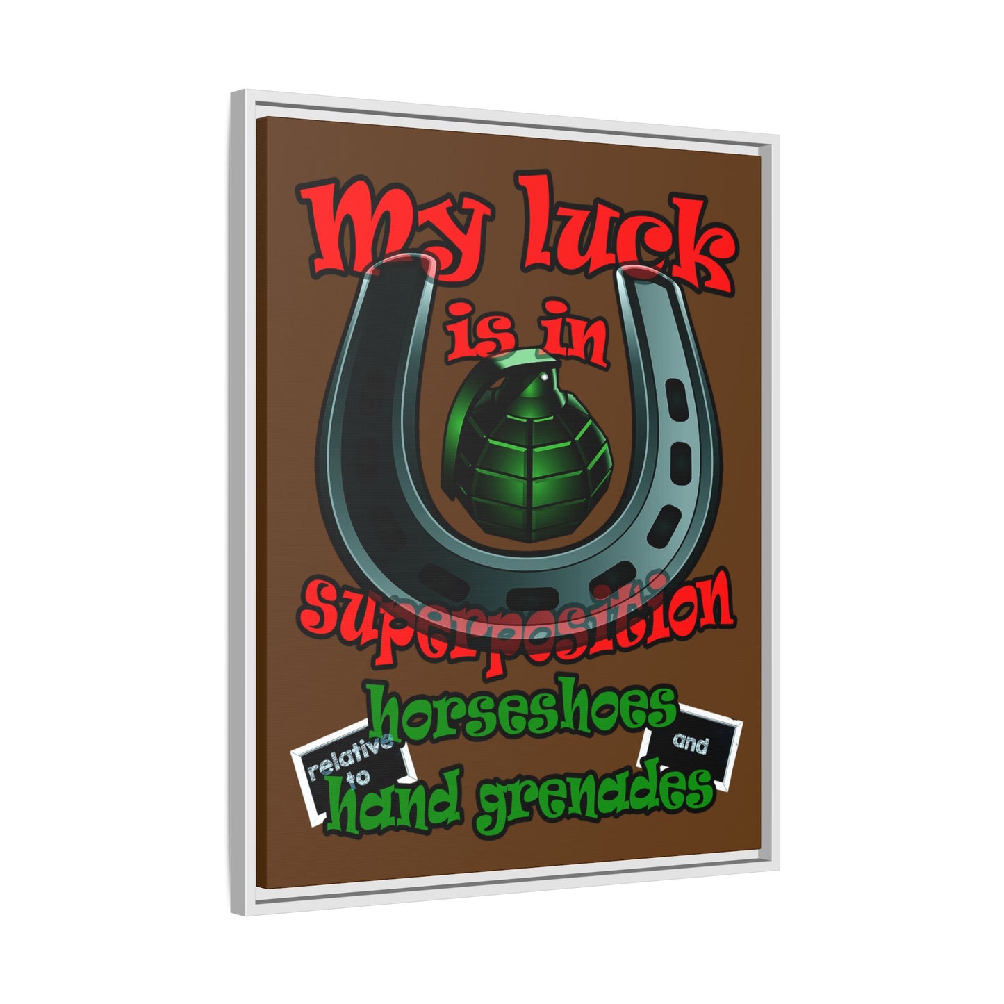my luck - framed canvas art (brown)