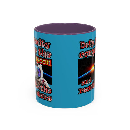 defy conquer reach - Accent Mug (turquoise)