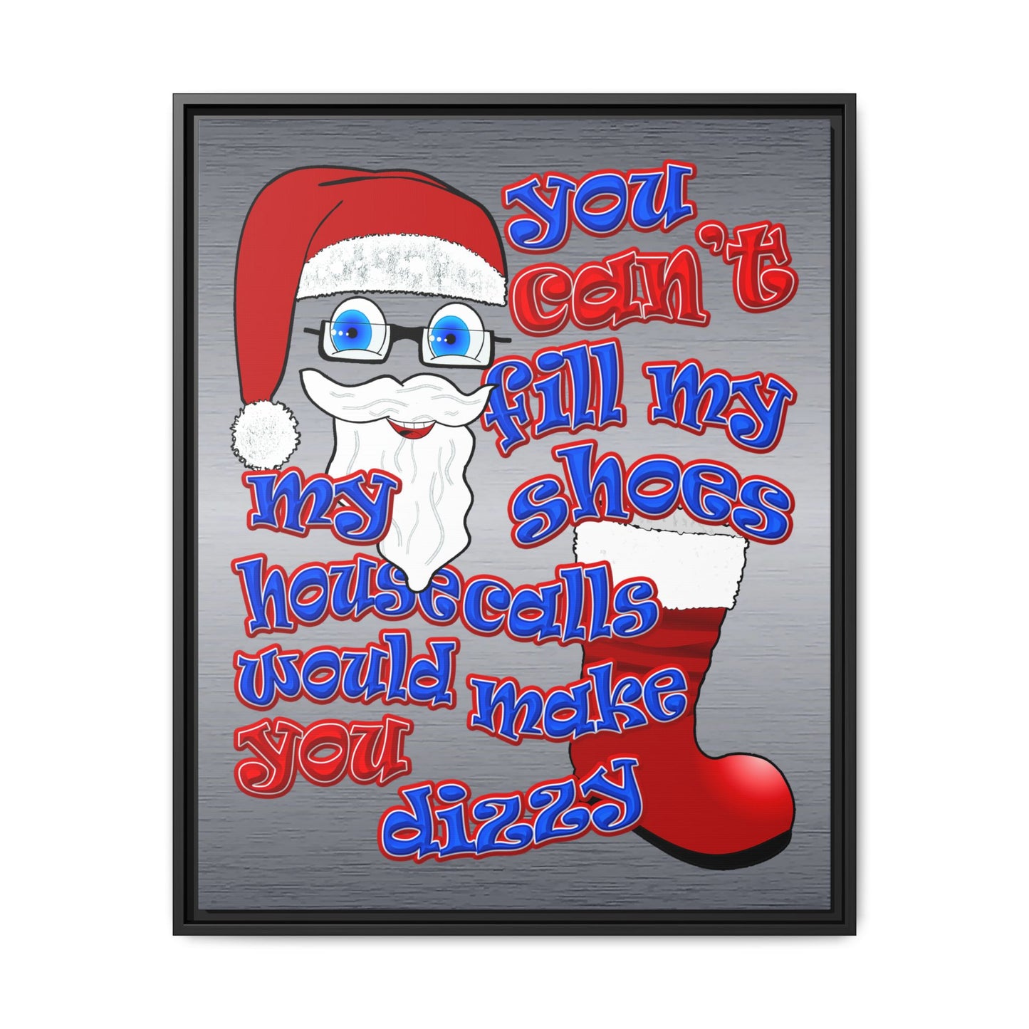 santa's shoes - framed canvas art (brushed nickel)