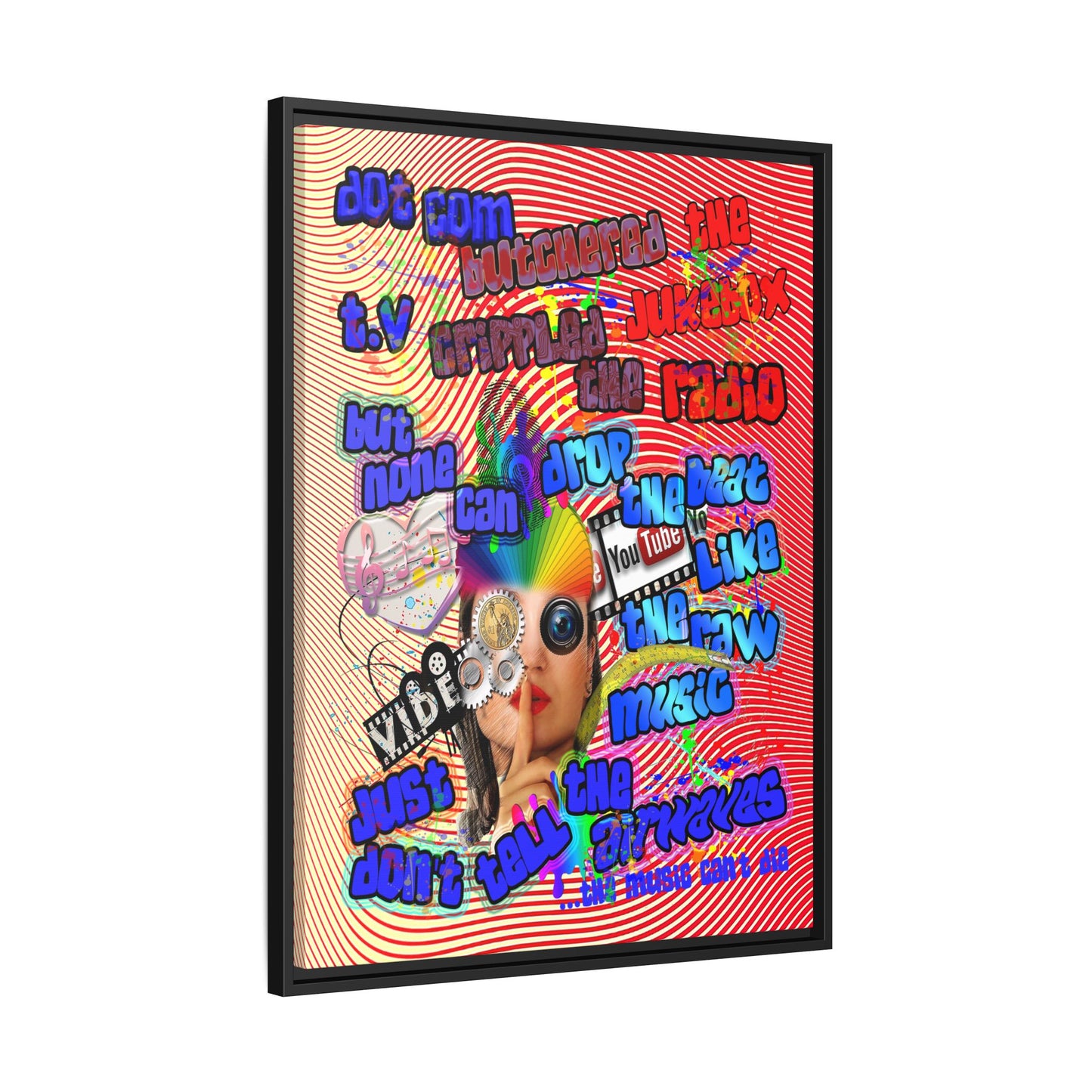 drop the beat - framed canvas art (yellow-orange wave)
