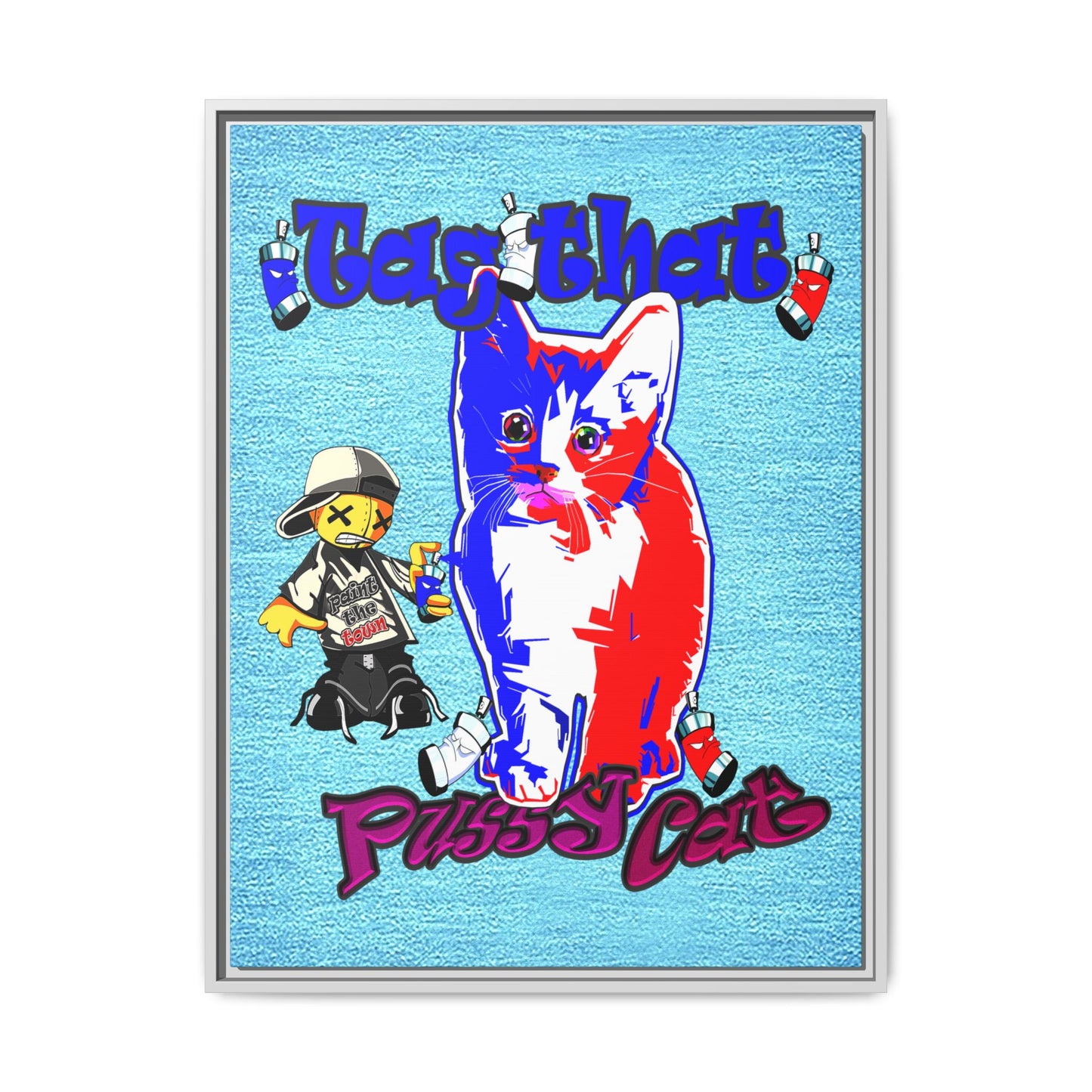 tag that - framed canvas art (faded blue)