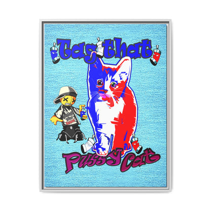 tag that - framed canvas art (faded blue)