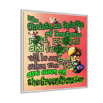 christmas spirits of boston - framed canvas art (yellow-orange wave)