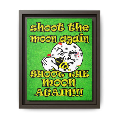 shoot the moon again - framed canvas art (green turf)