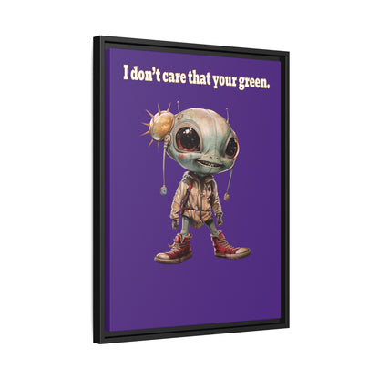 I don't care that your green - framed canvas art (purple)