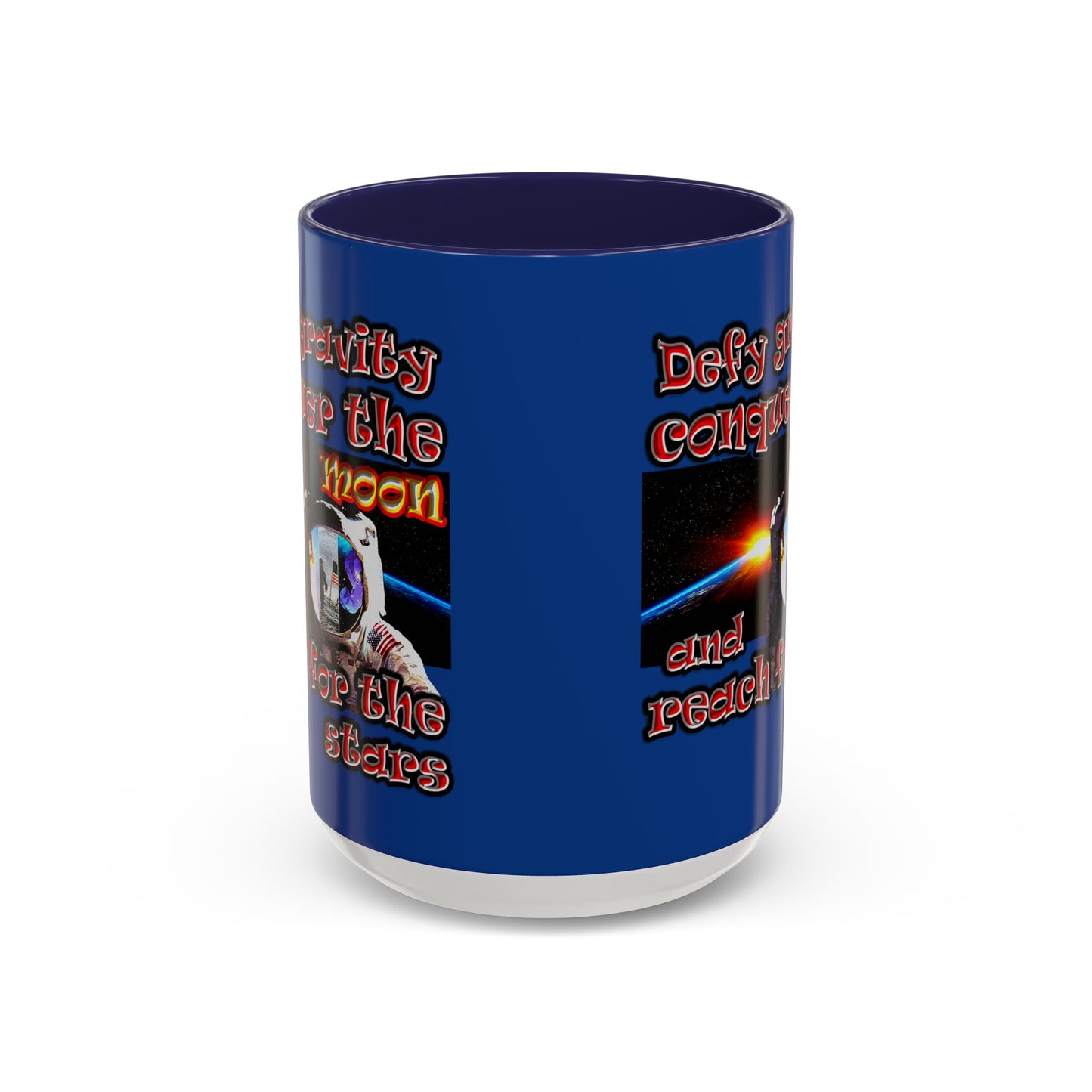 defy conquer reach - Accent Mug (dark blue)