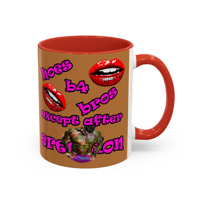 hoes b4 bros - Accent Mug (light brown)