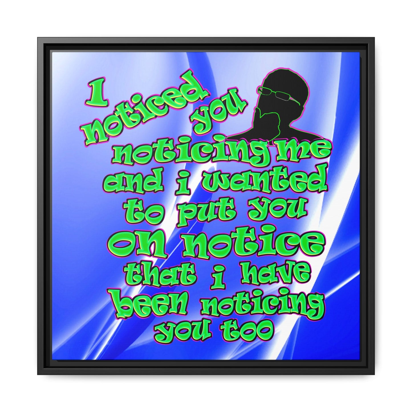 noticed you noticing - framed canvas art (blue-white wave)