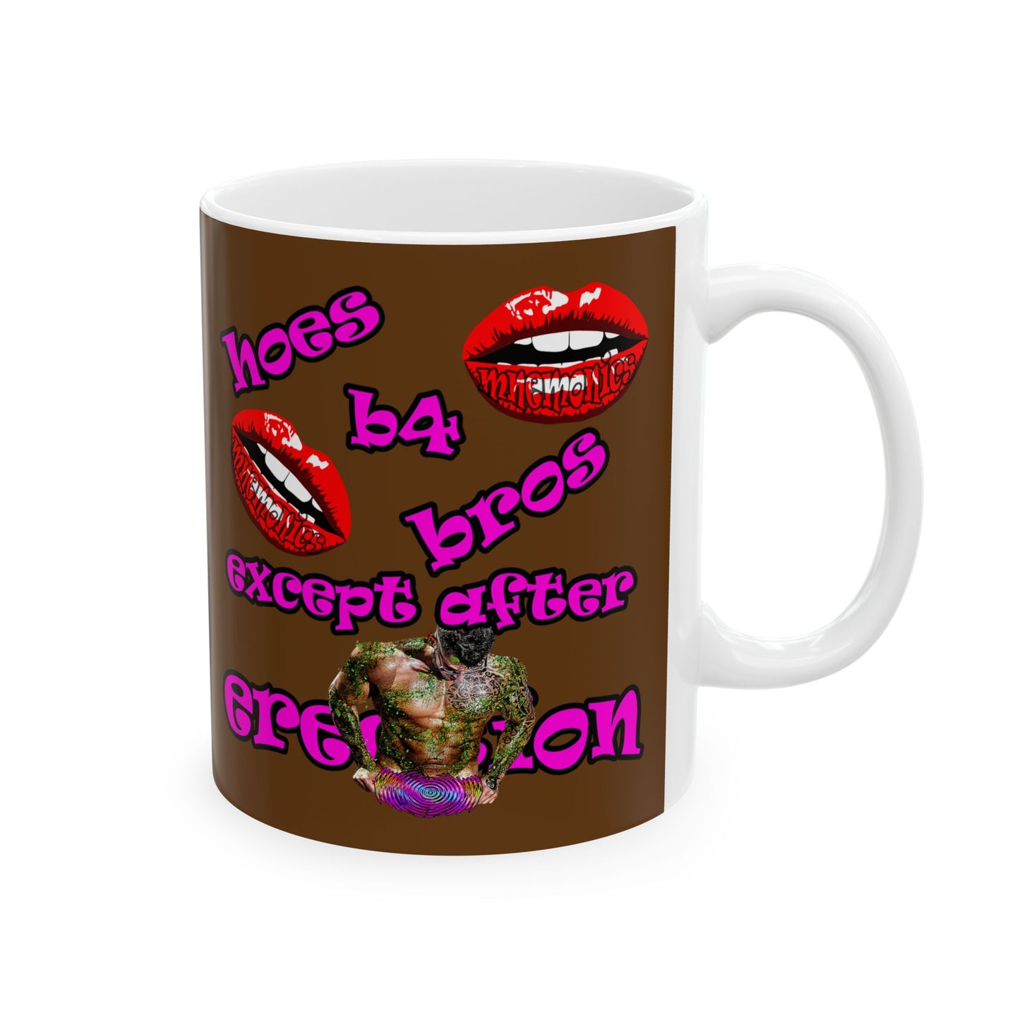 hoes b4 bros - White Mug (brown)