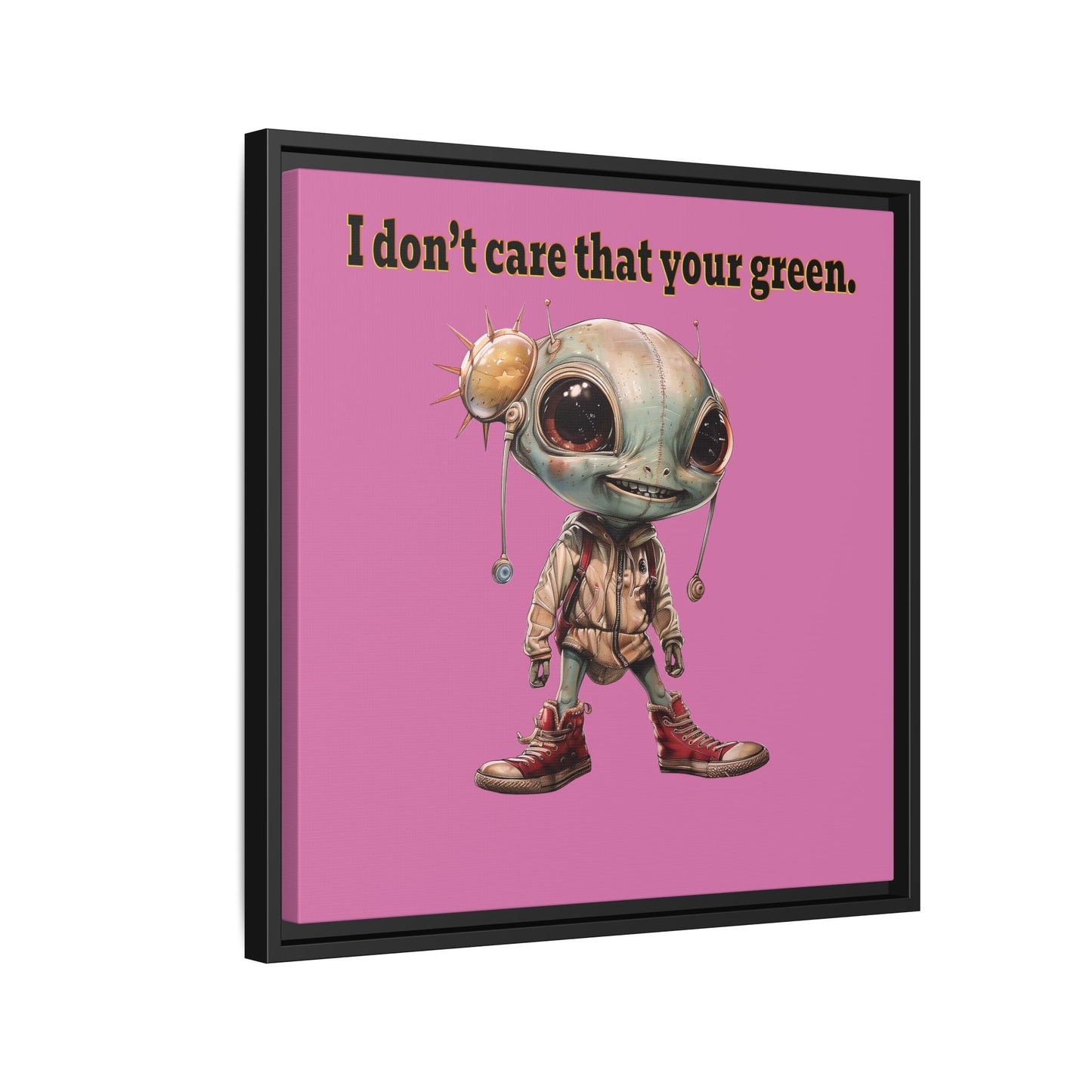 I don't care that your green - framed canvas art (light pink)
