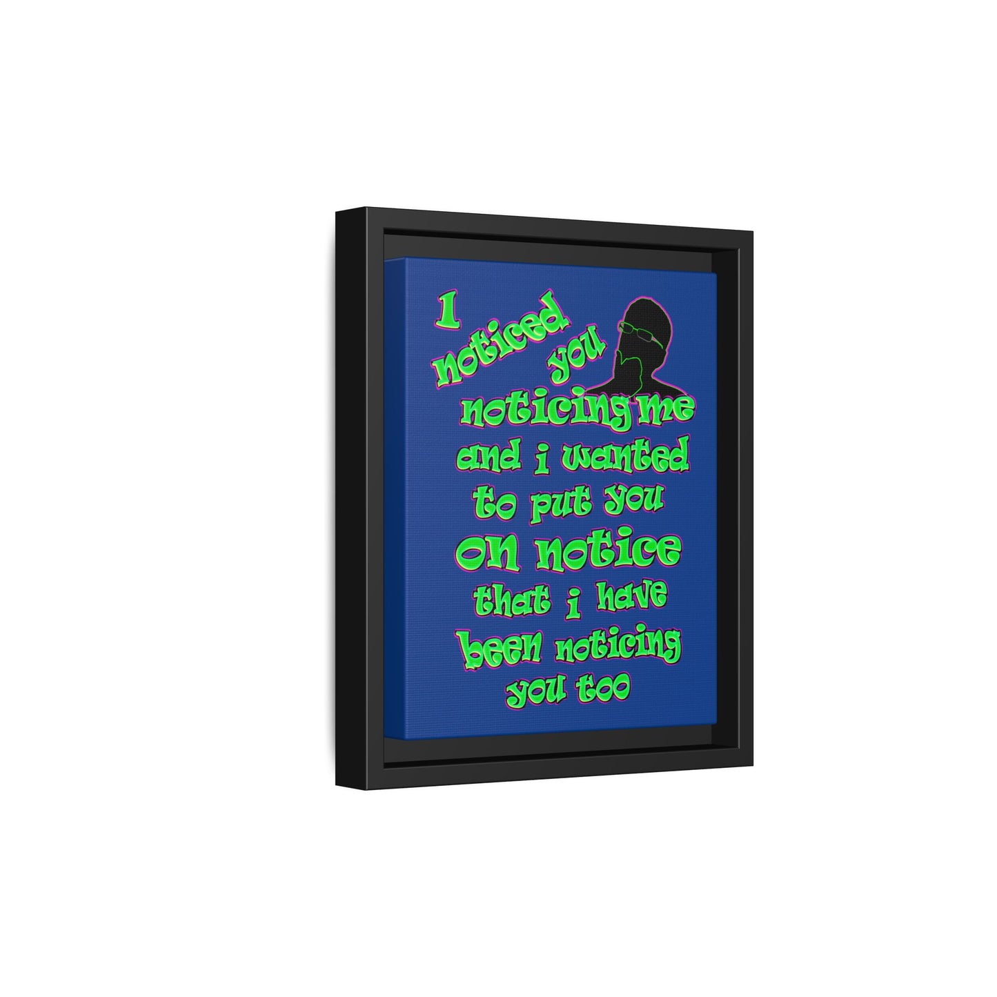 noticed you noticing - framed canvas art (dark blue)