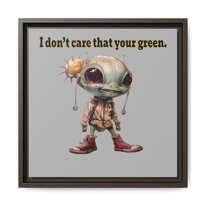 I don't care that your green - framed canvas art (light grey)