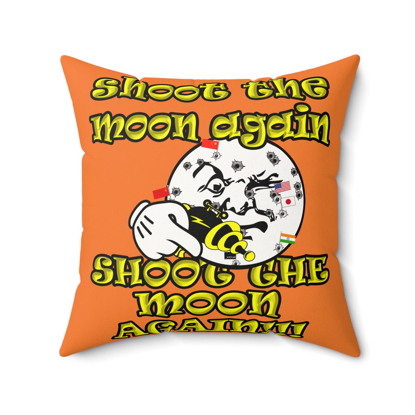 shoot the moon again - Faux Suede Square Pillow - (crusta)