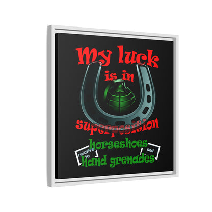 my luck - framed canvas art (black)